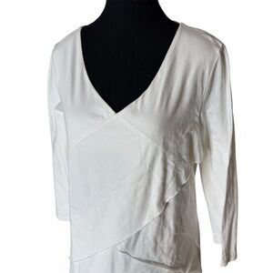 NEON BUDDHA White Layered Asymmetrical Tunic Top V Neck Size XL